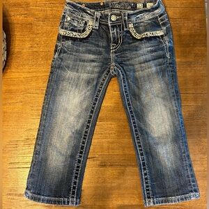 Miss Me Rhinestone Cuffed Denim Capris Girl’s Size 12